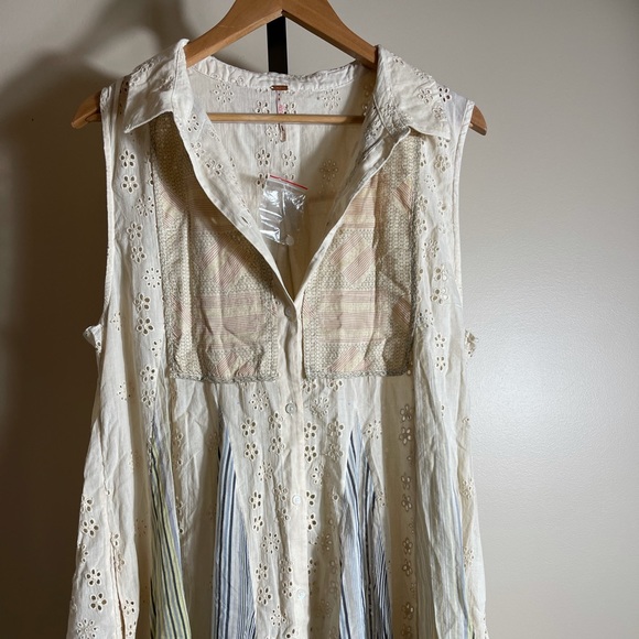 New Free People Splice N Stripe Midi Dress $228 - Picture 5 of 5